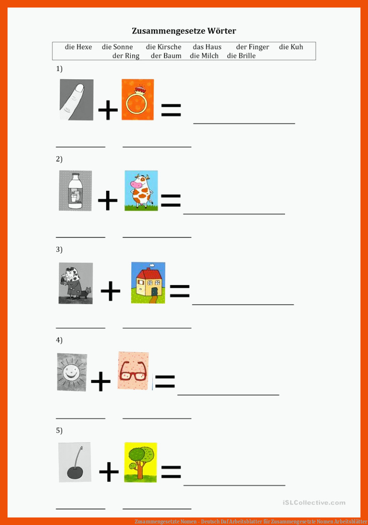 Zusammengesetzte Nomen - Deutsch Daf Arbeitsblatter für zusammengesetzte nomen arbeitsblätter