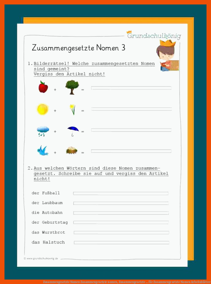 Zusammengesetzte Nomen | Zusammengesetzte nomen, Zusammengesetzte ... für zusammengesetzte nomen arbeitsblätter
