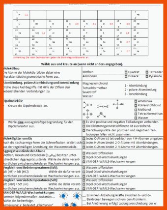 22 Zwischenmolekulare Kräfte Arbeitsblatt